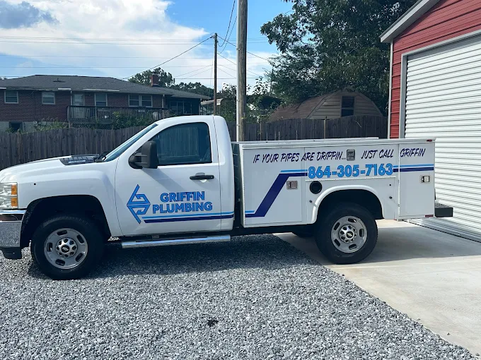 griffing plumbing llc white truck wrapped